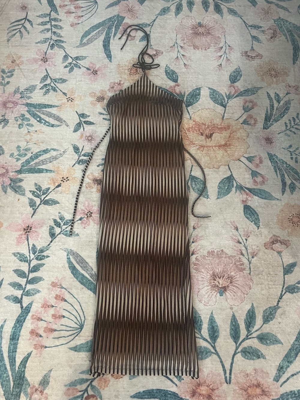 Sleeveless Brown Patterned Bodycon Dress